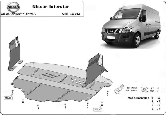 Engine - metallic shield Nissan Interstar (2mm)