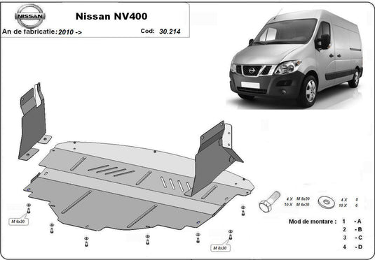 Engine - metallic shield Nissan NV400 (2mm)