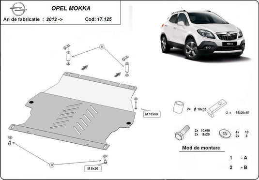 Engine - metallic shield Opel Mokka (2mm)