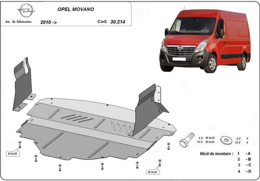 Engine - metallic shield Opel Movano (2mm)