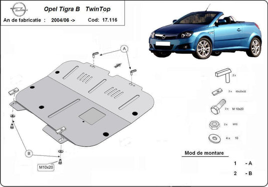 Engine - metallic shield Opel Tigra (2mm)
