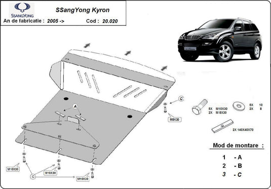 Motor - scut metalic SsangYong Kyron (2mm)
