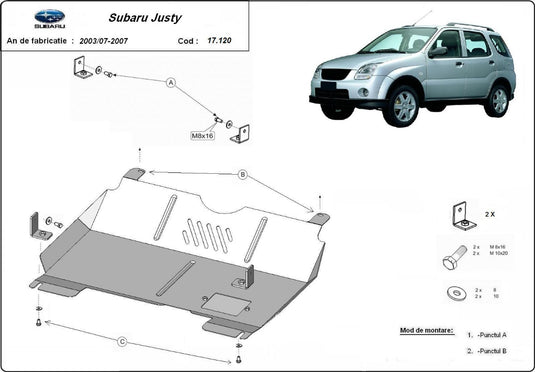 Motor - scut metalic Subaru Justy (2mm)