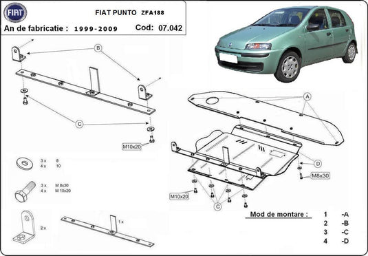Engine - metallic shield Fiat Punto (2mm)