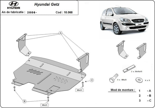 Engine - metallic shield Hyundai Getz (2mm)