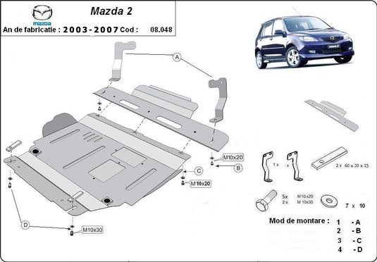Engine - metallic shield Mazda 2 (2mm)