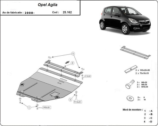 Engine - metallic shield Opel Agila (2mm)