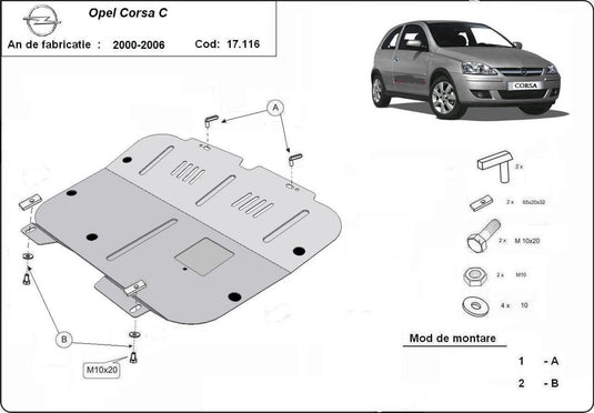 Engine - metallic shield Opel Corsa C (2mm)