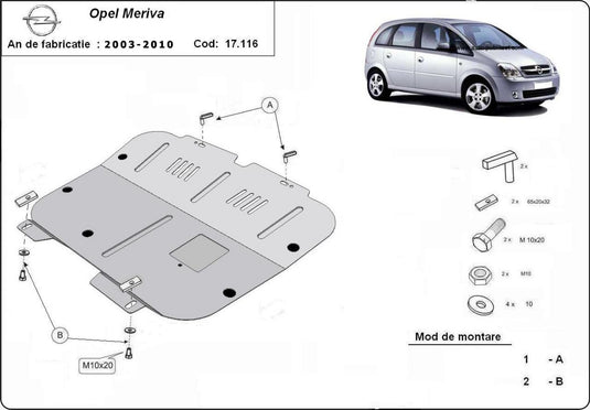 Engine - metallic shield Opel Meriva A (2mm)
