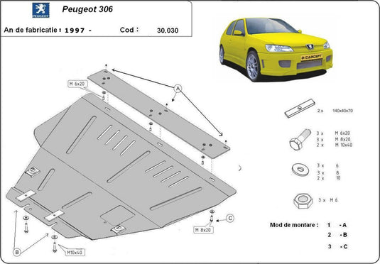 Engine - metallic shield Peugeot 306 (2mm)