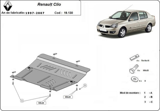 Engine - metallic shield Renault Clio (2mm)