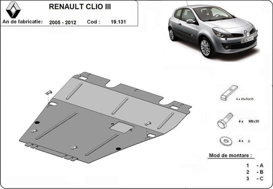Engine - metallic shield Renault Clio III (2mm)