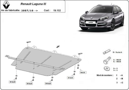 Engine - metallic shield Renault Laguna 3 (2mm)