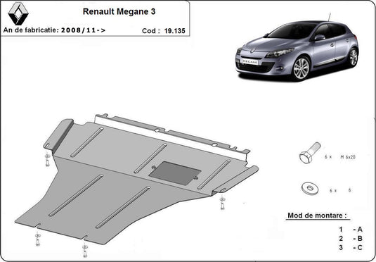 Engine - metallic shield Renault Megane III (2mm)