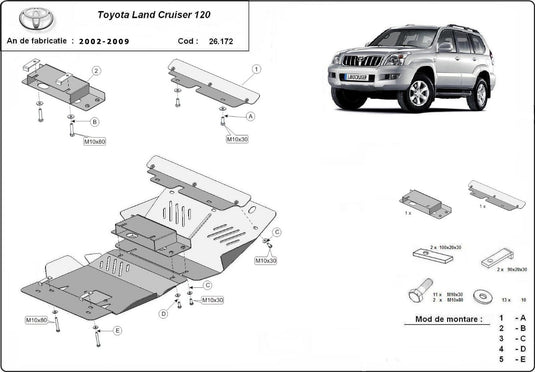 Moteur - bouclier métallique Toyota Land Cruiser J120 (2 mm)