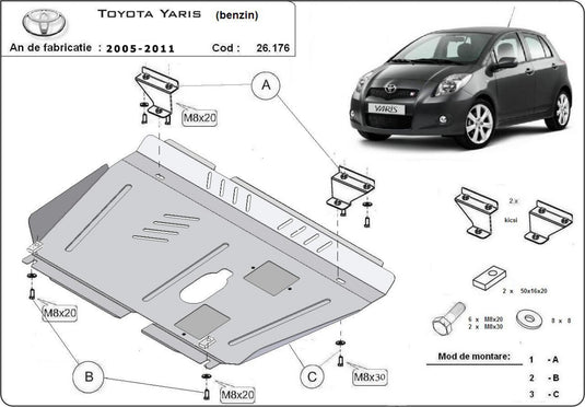 Engine - metallic shield Toyota Yaris, motorizare benzina (2mm)