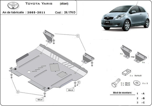 Engine - metallic shield Toyota Yaris, motorizare diesel (2mm)