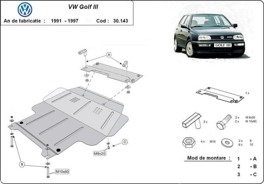 Engine - metallic shield VW Golf 3 (2mm)