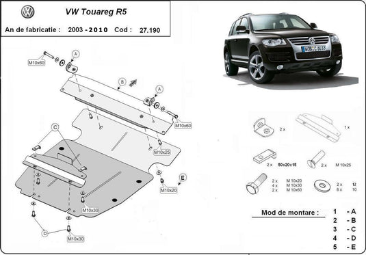 Engine - metallic shield Volkswagen Touareg R5 (3mm)
