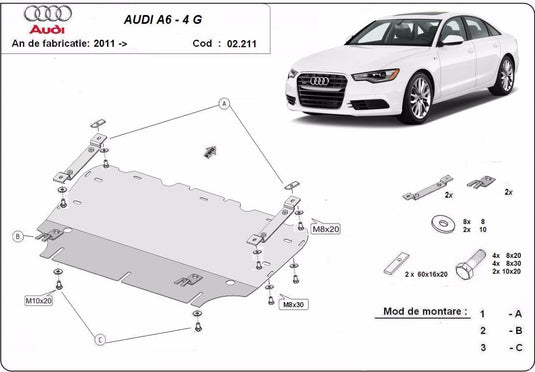 Engine - metallic shield Audi A6 (2mm)