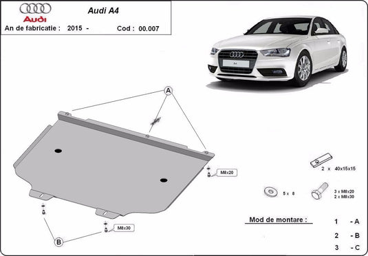 Gearbox - metallic shield Audi A4 B9 (2mm)