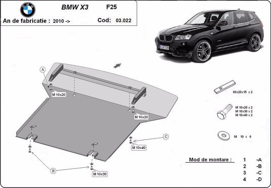 Engine - metallic shield BMW X3 - F25 (2mm)