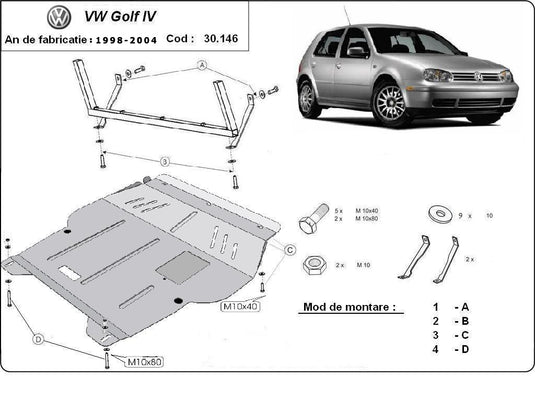 Engine - metallic shield VW Golf 4 (2mm)