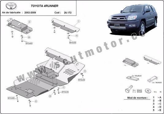Moteur - bouclier métallique Toyota 4Runner (2 mm)