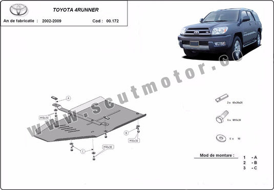 Boîte de vitesses - blindage métallique Toyota 4Runner (2 mm)