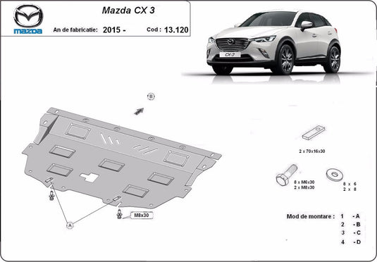 Engine - metallic shield Mazda CX3 (2mm)