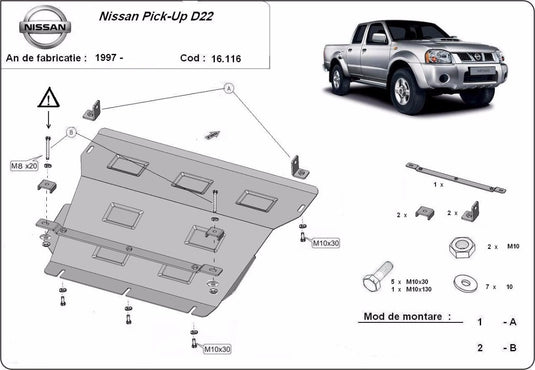 Engine - metallic shield Nissan Pick Up (D22) (3mm)