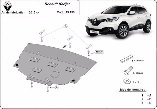 Engine - metallic shield Renault Kadjar (2mm)