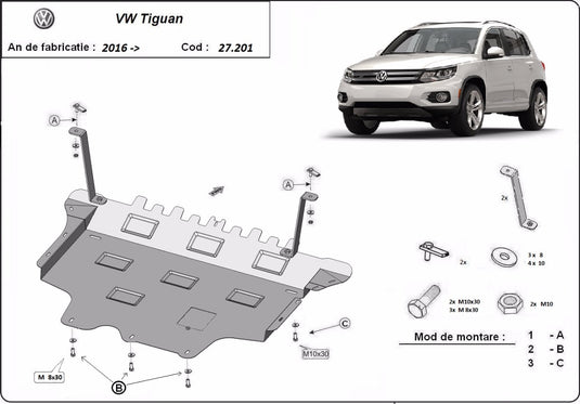 Engine - metallic shield Volkswagen Tiguan (2mm)