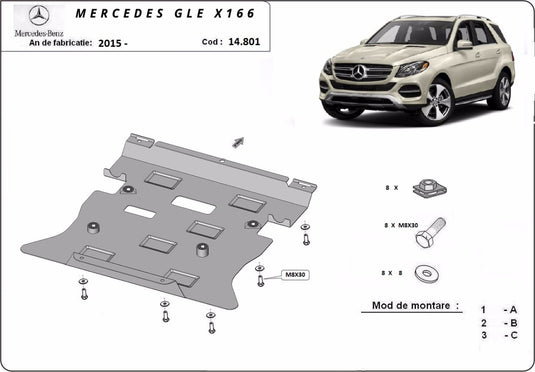 Engine - metallic shield Mercedes  GLE X166 (2.5mm)