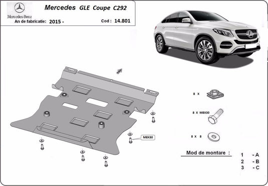 Engine - metallic shield GLE Coupe C292 (2.5mm)