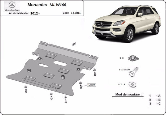 Engine - metallic shield Mercedes ML W166 (2.5mm)