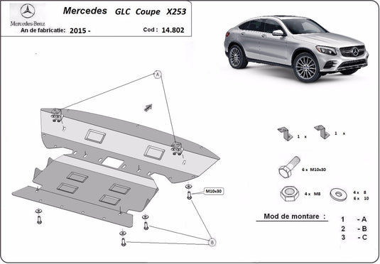Engine - metallic shield Mercedes GLC Coupe X253 (2.5mm)