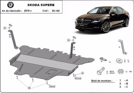 Engine - metal shield Skoda Superb - cutie de viteză manuală (2mm)
