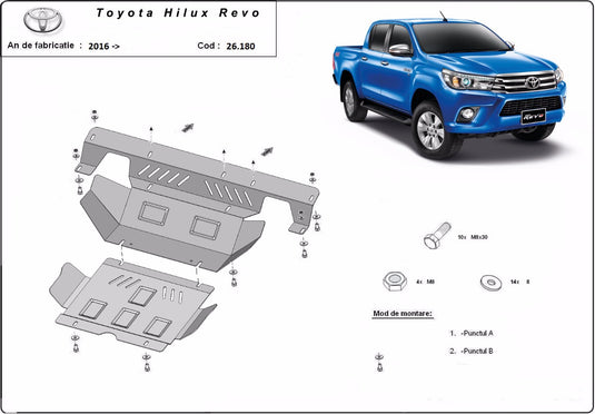 Moteur - bouclier métallique Toyota Hilux Revo (2,5 mm)