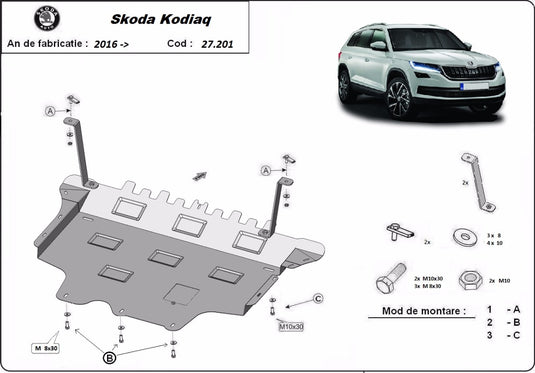 Engine - metallic shield Skoda Kodiaq (2mm)
