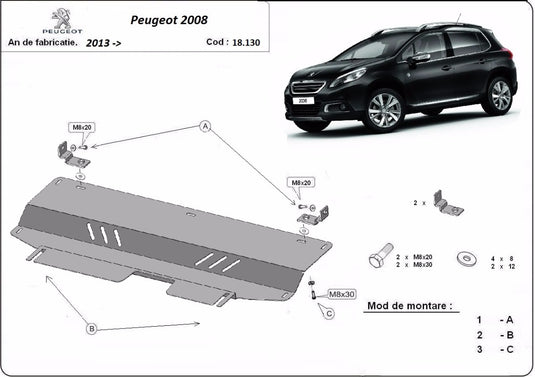 Engine - metallic shield Peugeot 2008 (2mm)