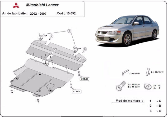 Engine - metallic shield Mitsubishi Lancer (2.5mm)