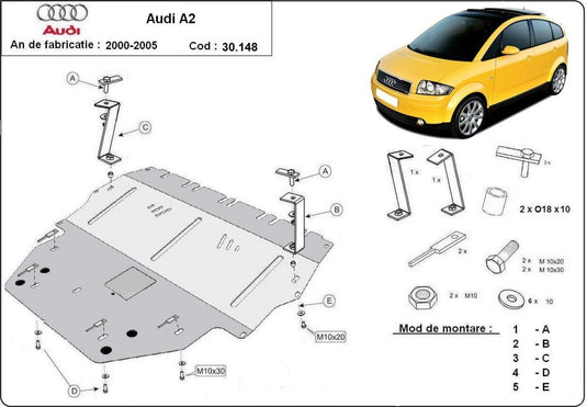 Motore - scudo metallico Audi A2 (2 mm)