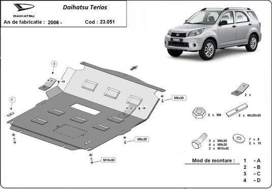 Engine - metallic shield Daihatsu Terios (2mm)
