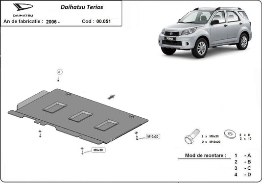 Getriebe - Metallic Shield Daihatsu Terios (2 mm)
