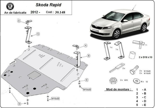 Motor - scut metalic Skoda Rapid (2mm)