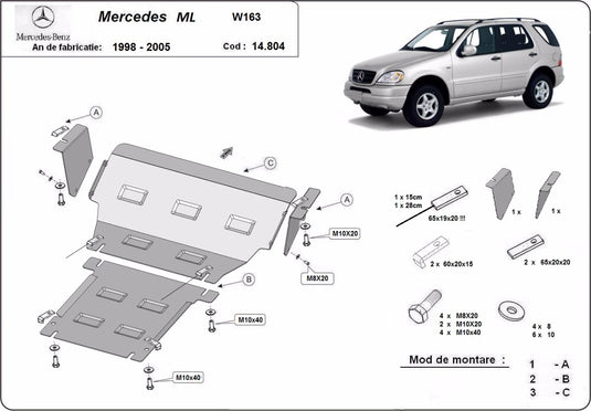 Engine - metallic shield Mercedes ML W163 (3mm)