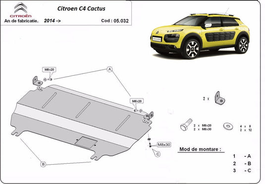 Engine - metallic shield Citroen C4 Cactus (2mm)