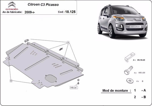 Engine - metallic shield Citroen C3 Picasso (2mm)