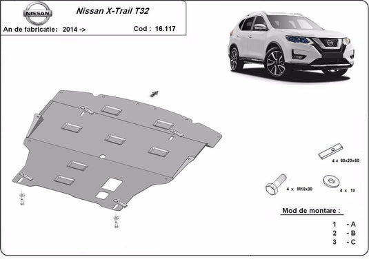 Engine - metallic shield Nissan X-Trail T32 (2mm)